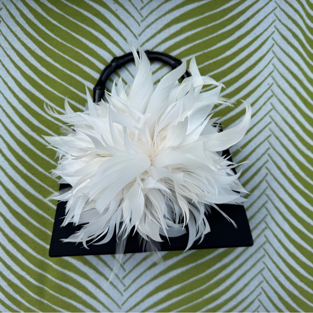 Lisi Lerch Elegant White Feather Clutch